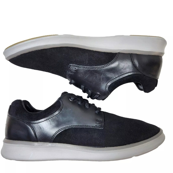UGG Hepner Leather Trainer Sz 9 Black Suede Sneakers 1012190